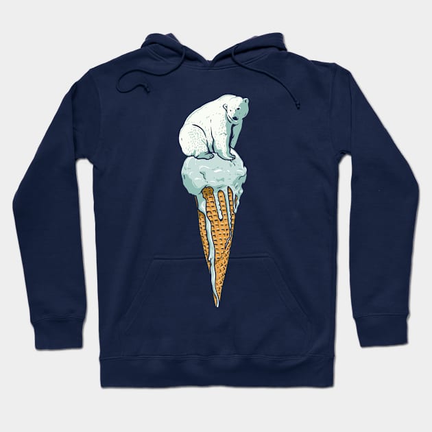 Polar Bear on Melting Ice Cream Hoodie by leynard99